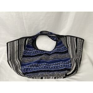 TOMS Blue Canvas Southwestern Tapestry Woven Large Tote Boho Shoulder Bag